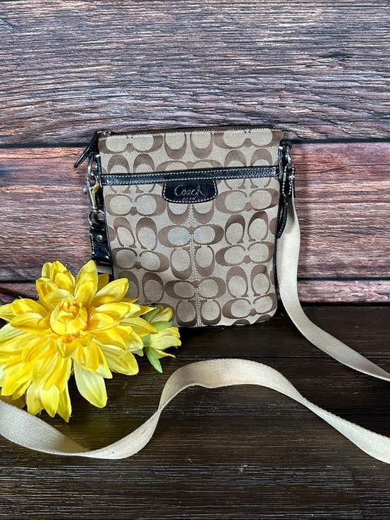 Coach Handbags - Coach Beige and Brown Signature Crossbody Bag